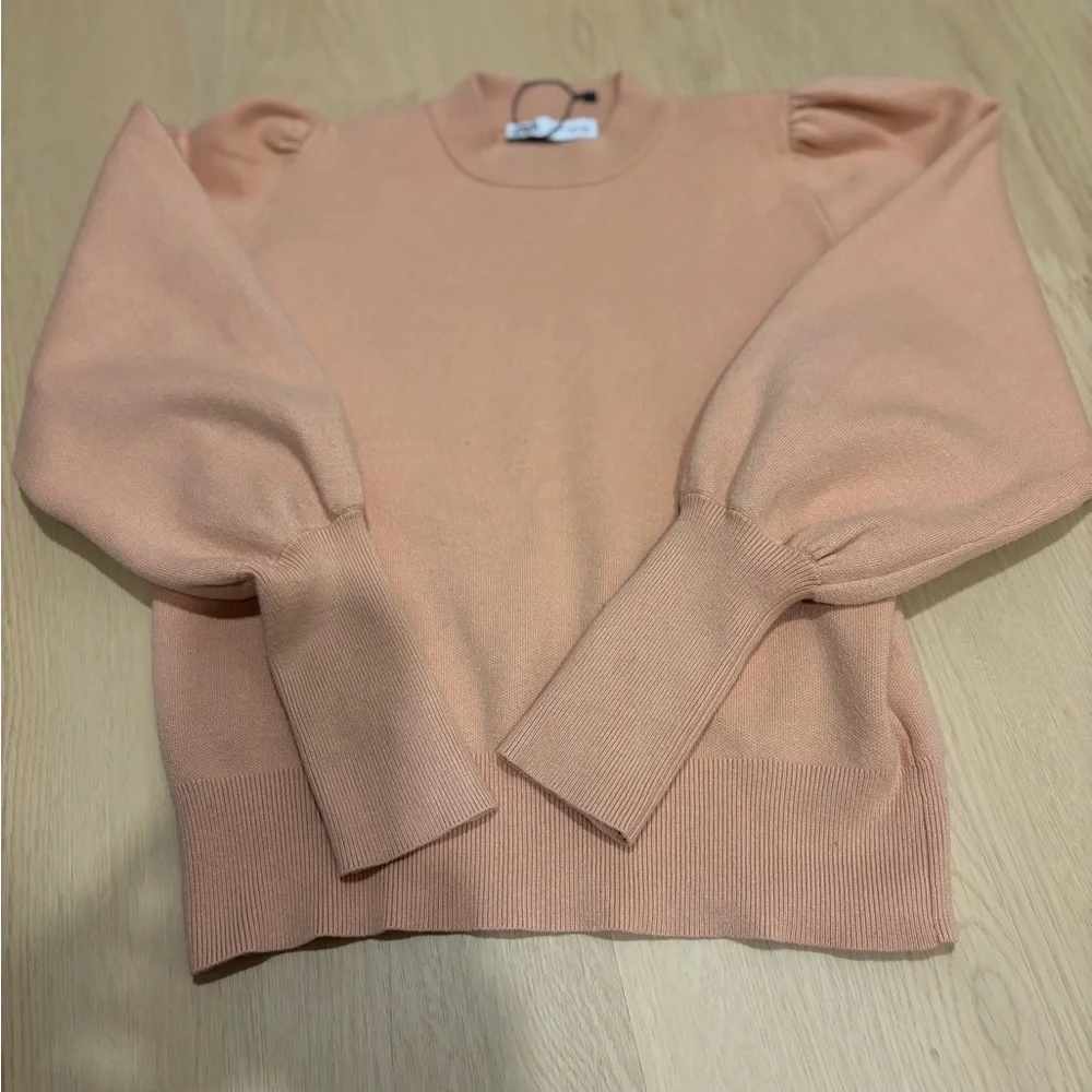 Women's Peach Puff Mock Neck Puff-Sleeve Sweater - Picture 8 of 9